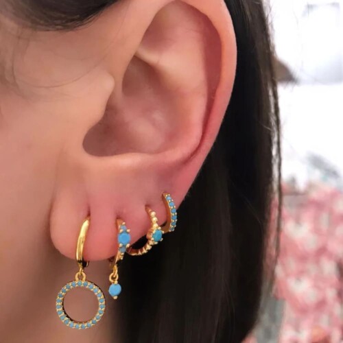 Hoop Ohrringe Damen mit Türkis