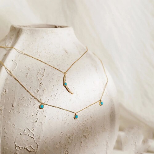 Mondanhänger Kette mit Türkis