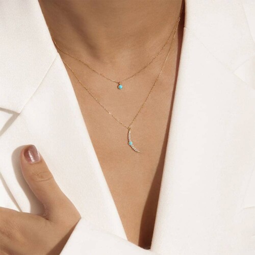 Dünne Kette Damen mit Türkis