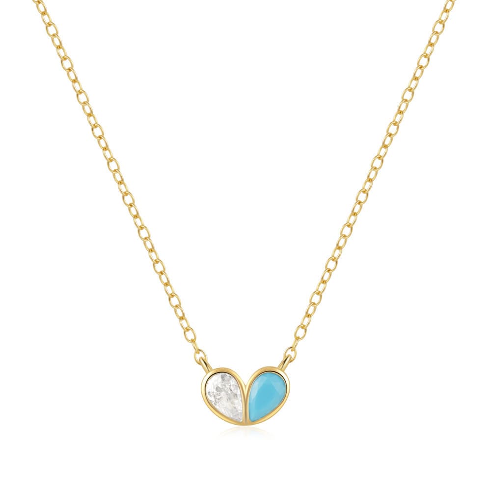 Herz Kette mit Türkis und Zirkonia