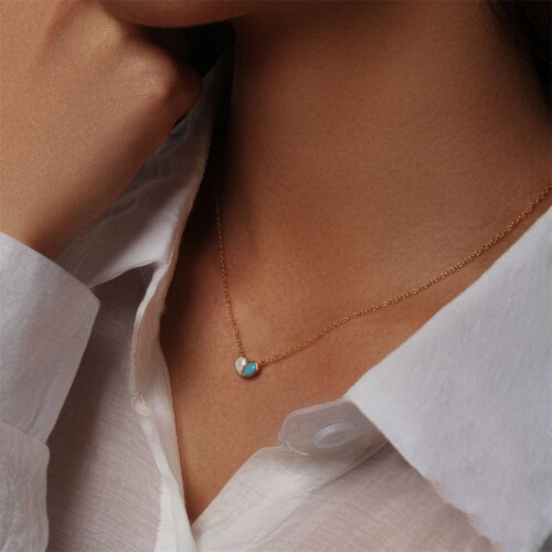 Herz Kette mit Türkis und Zirkonia