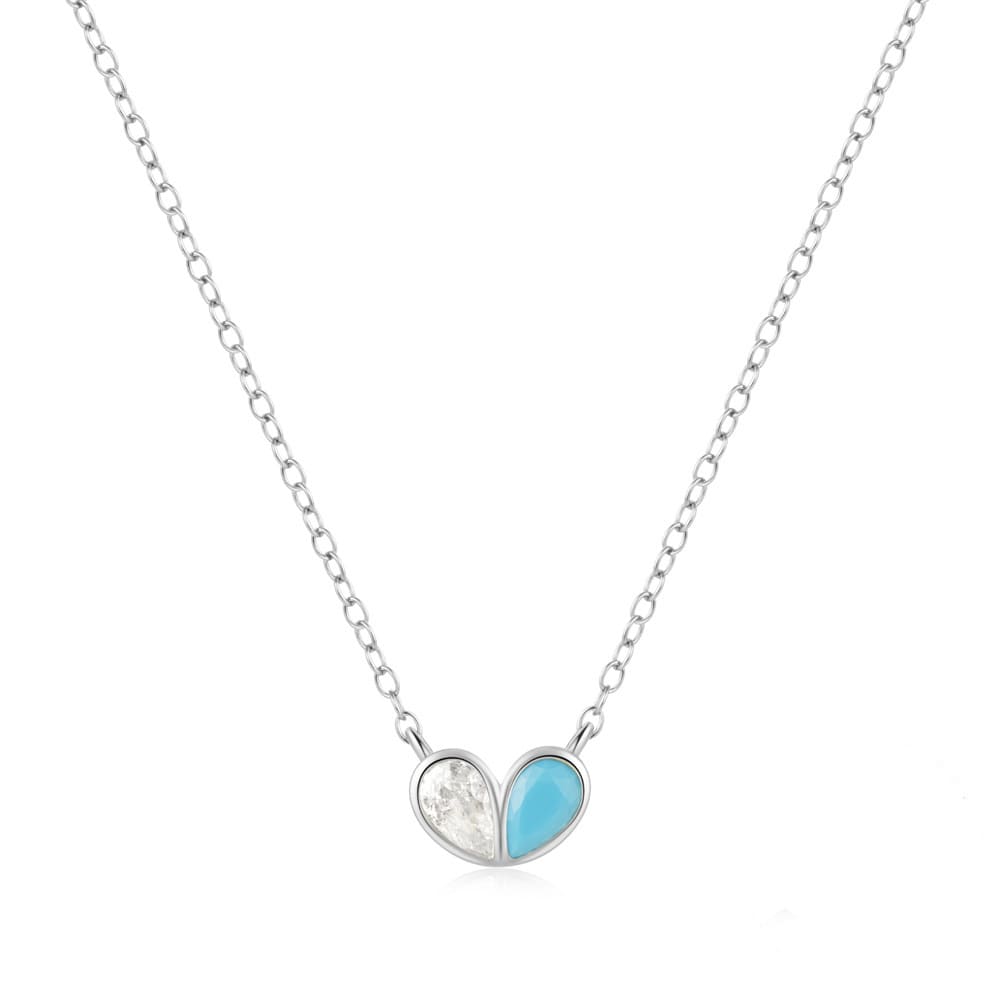 Herz Kette mit Türkis und Zirkonia