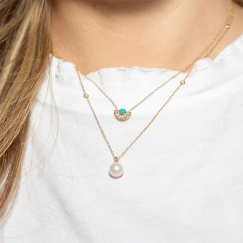 Jakobsmuschel Kette mit Türkis