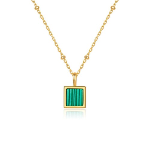 Damen Kette mit Rechteckigem Malachit