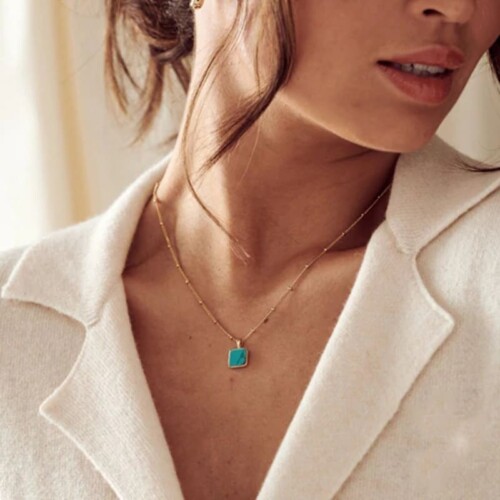 Kette Damen mit Rechteckigem Türkis