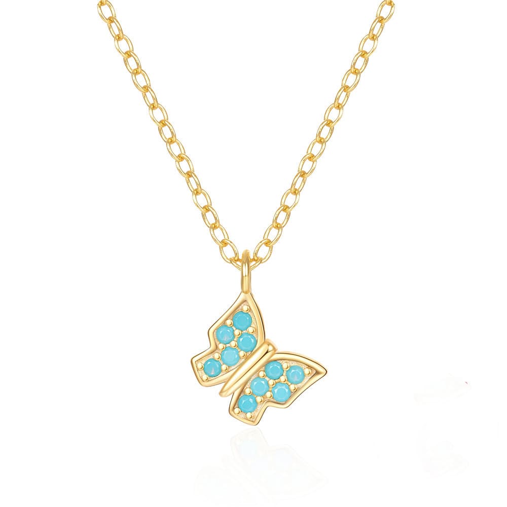 Schmetterling Anhänger Kette mit Türkis