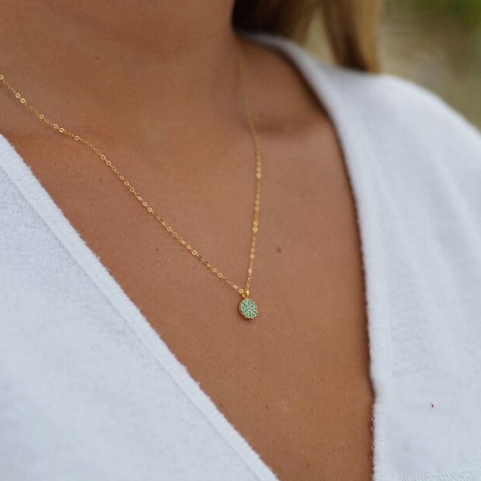 Rundem Anhänger Kette mit Türkis