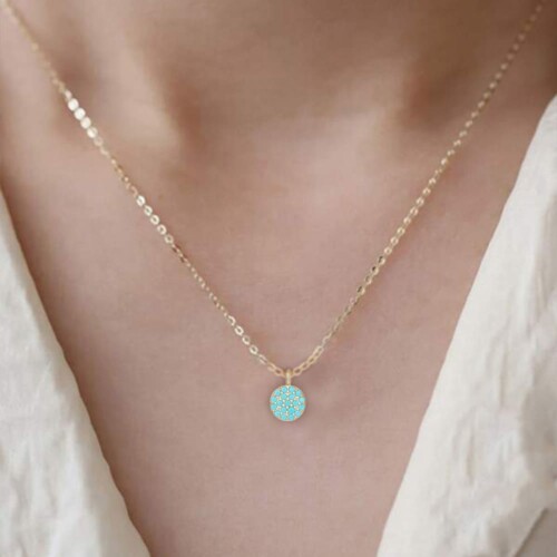 Rundem Anhänger Kette mit Türkis