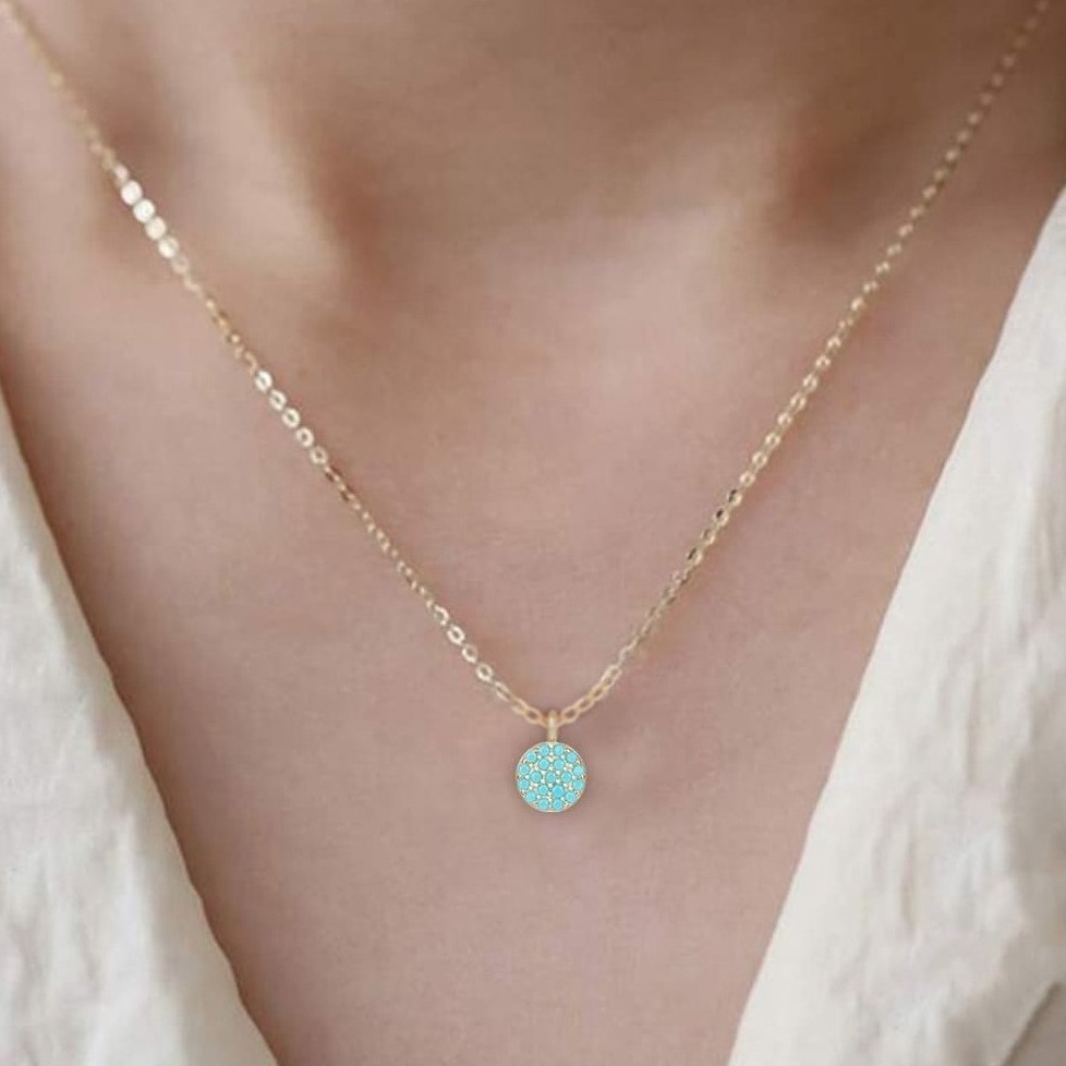 Rundem Anhänger Kette mit Türkis