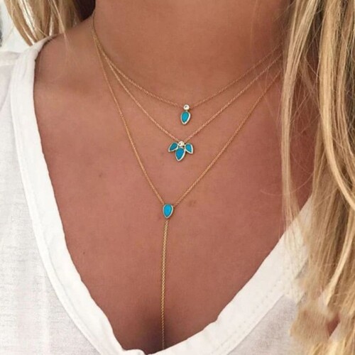Choker Kette mit Tropfen Türkis
