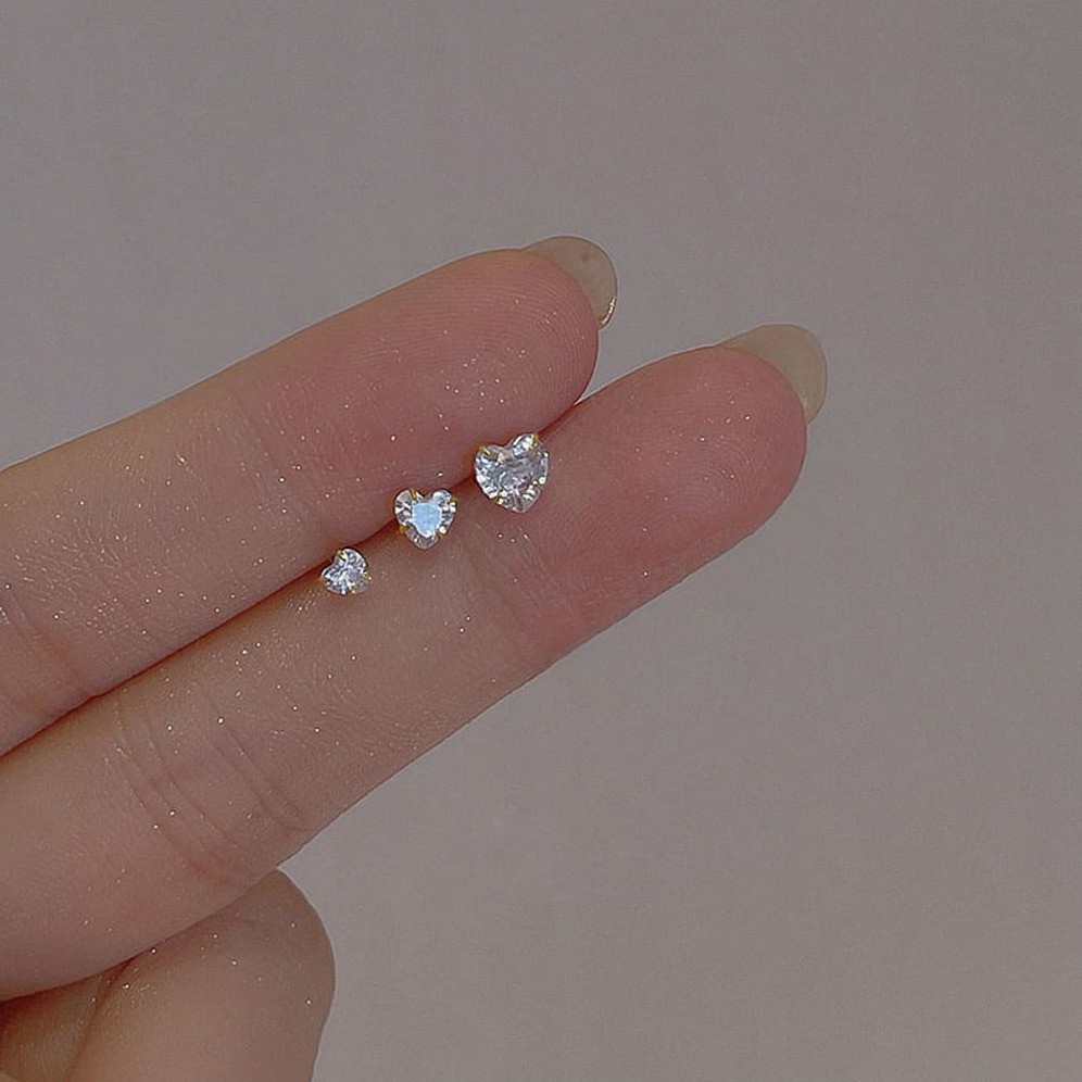 Herz Ohrringe Silber Set mit Zirkonia