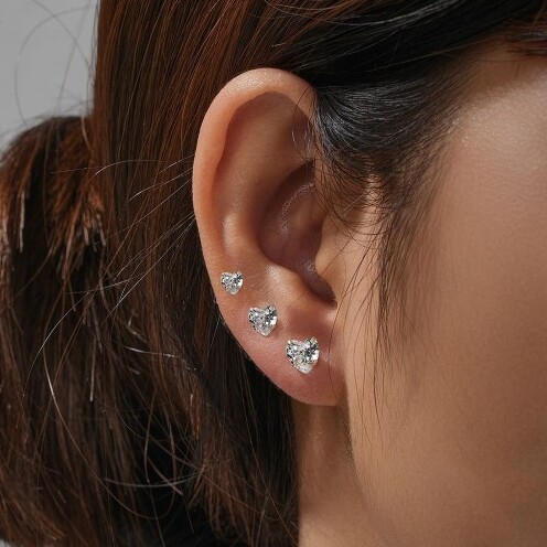 Herz Ohrringe Silber Set mit Zirkonia