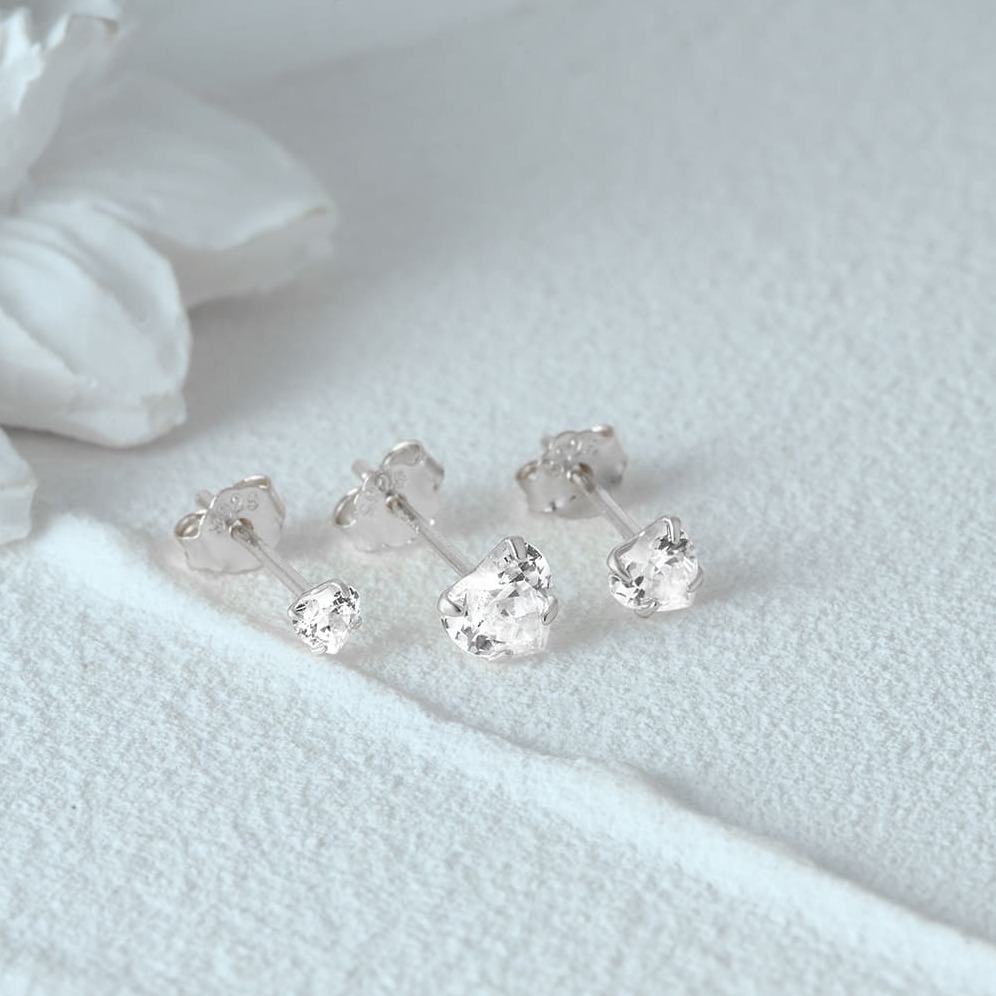 Herz Ohrringe Silber Set mit Zirkonia