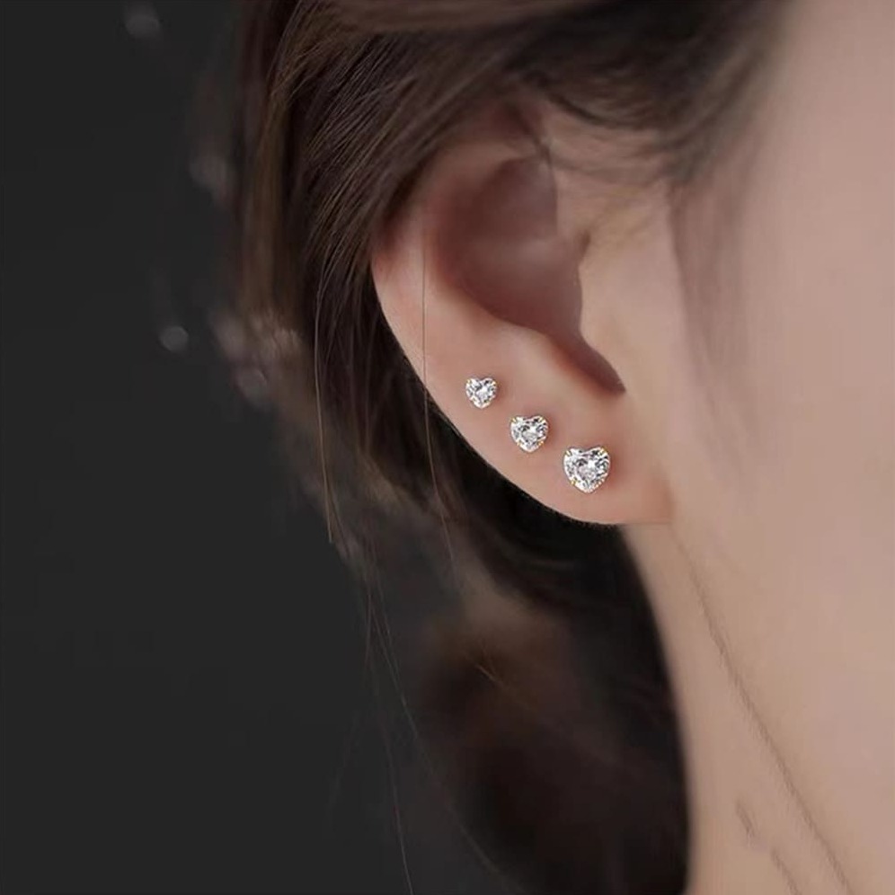 Herz Ohrringe Silber Set mit Zirkonia