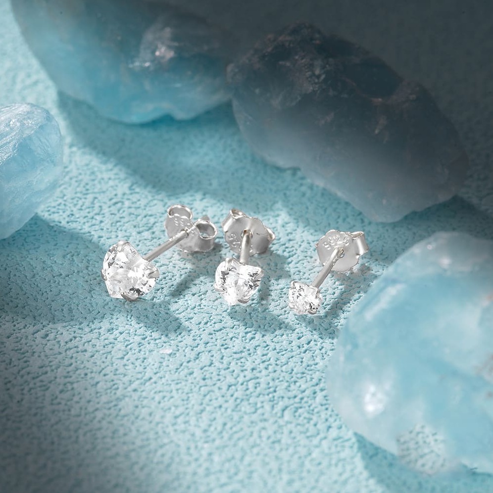 Herz Ohrringe Silber Set mit Zirkonia