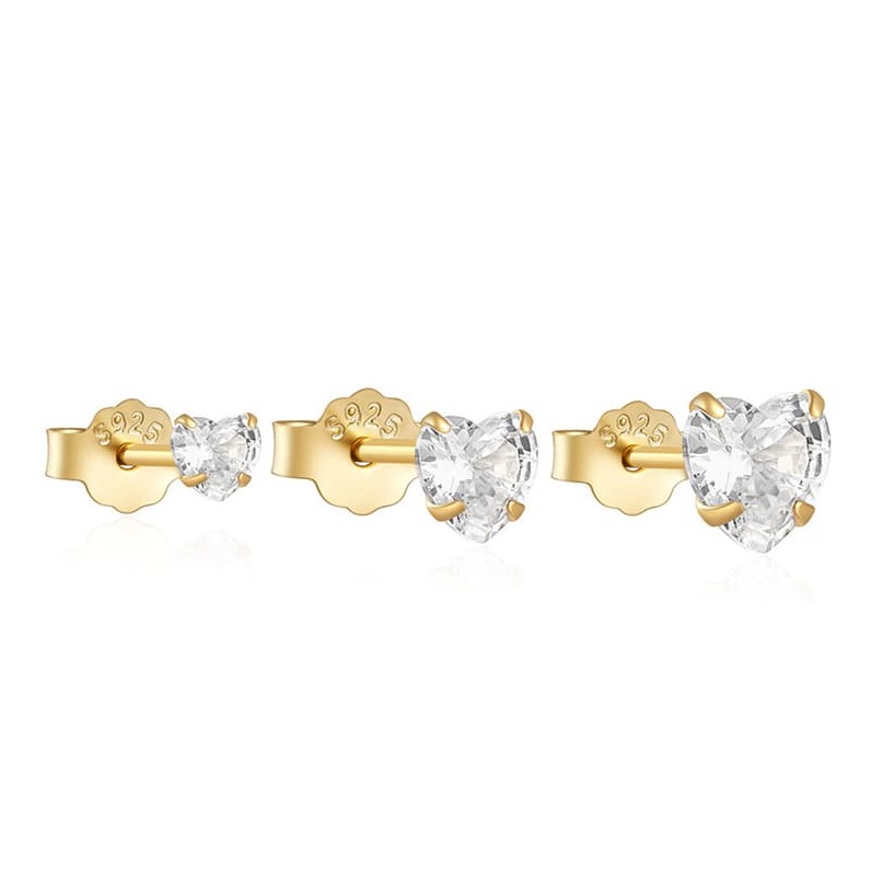 Herz Ohrringe Silber Set mit Zirkonia