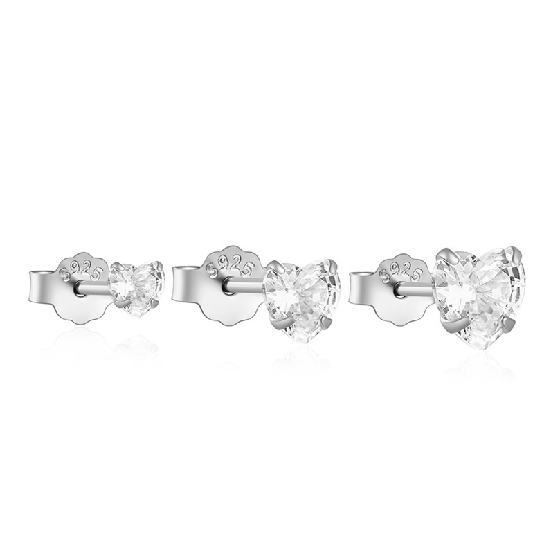 Herz Ohrringe Silber Set mit Zirkonia