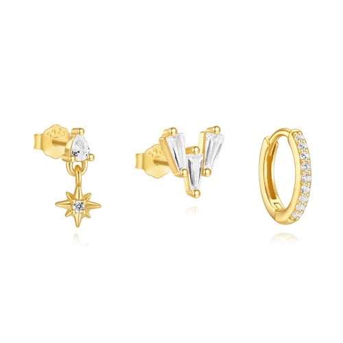 Silber Ohrringe Set mit Weiß Zirkonia