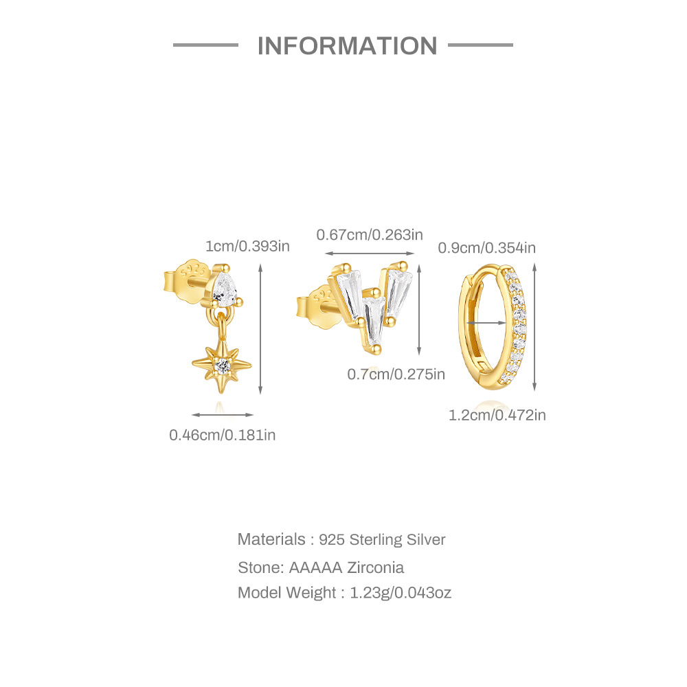 Silber Ohrringe Set mit Weiß Zirkonia