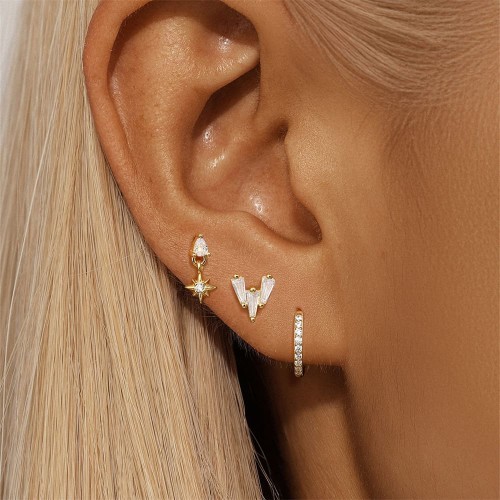 Silber Ohrringe Set mit Weiß Zirkonia