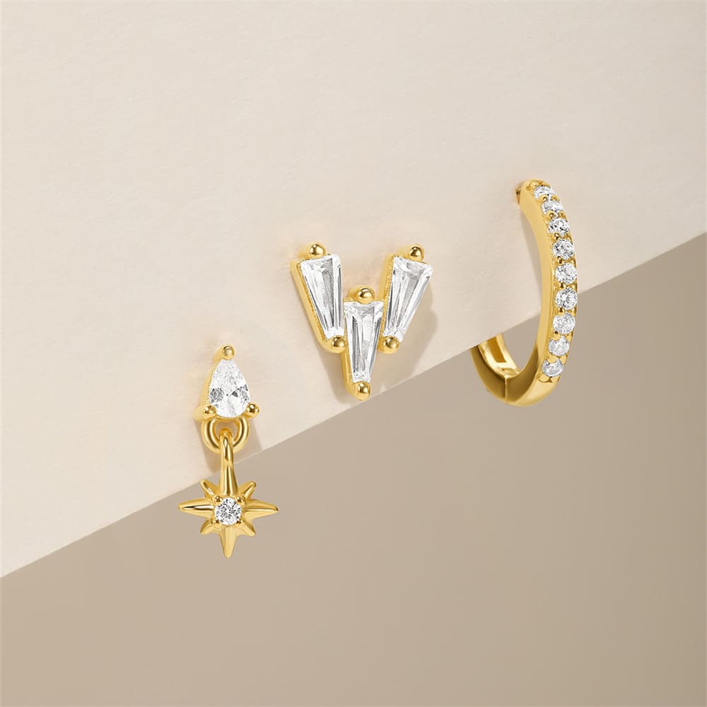 Silber Ohrringe Set mit Weiß Zirkonia