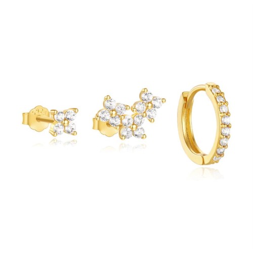 Damen Ohrringe Set mit Weiß Zirkonia