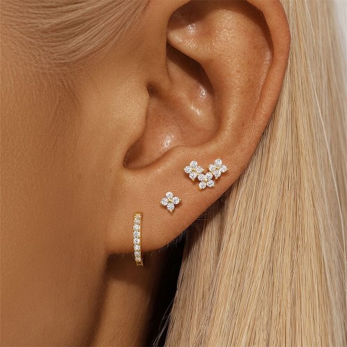 Damen Ohrringe Set mit Weiß Zirkonia