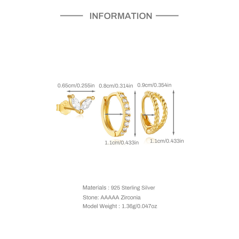 Ohrringe Set mit Weiß Zirkonia