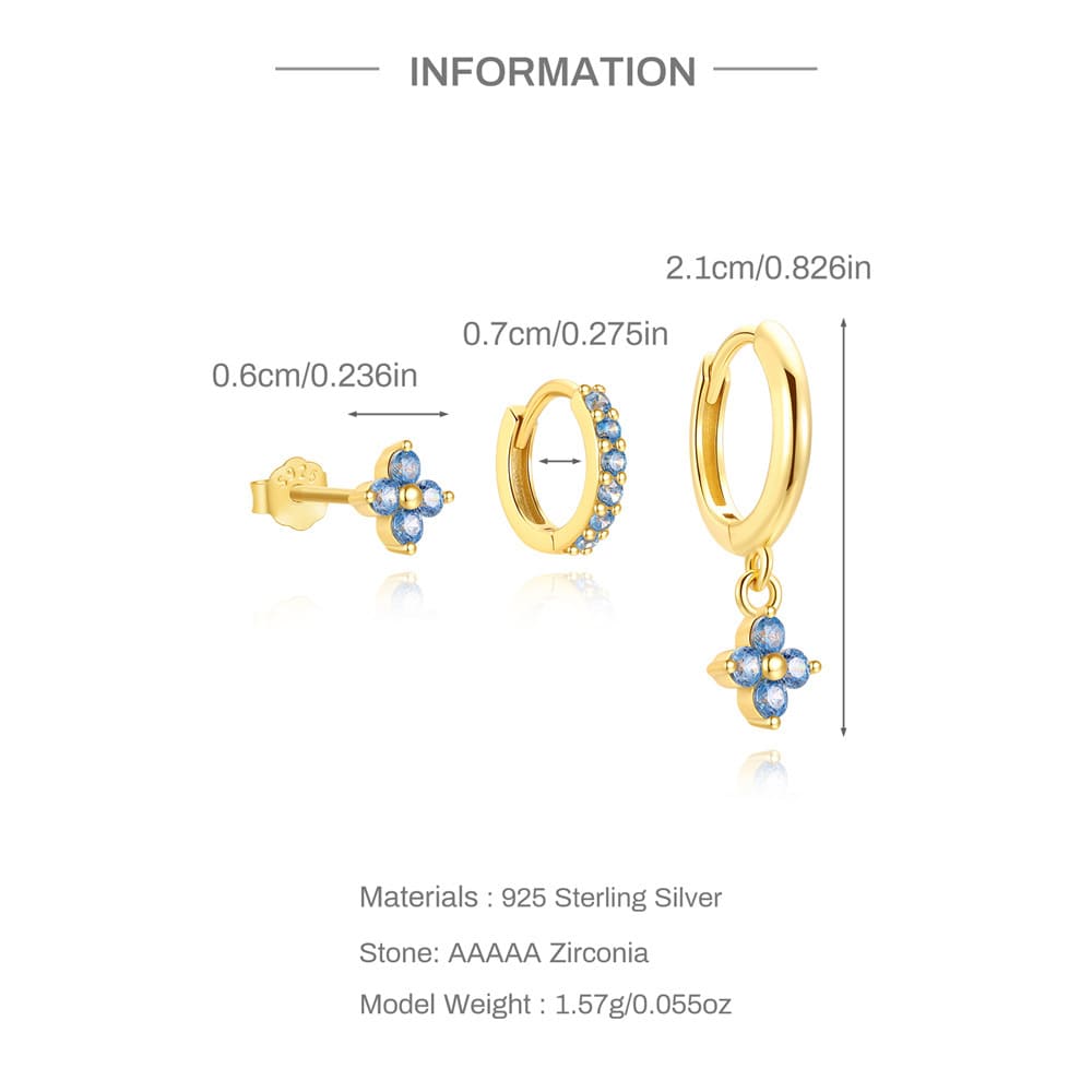 Ohrringe Stecker Set mit Blau Zirkonia