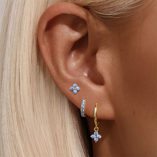Ohrringe Stecker Set mit Blau Zirkonia