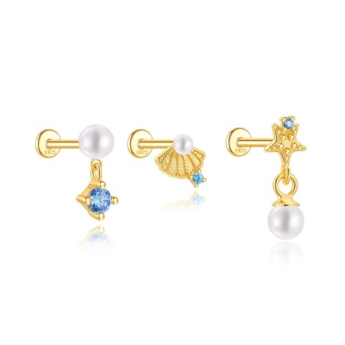 Damen Ohrstecker Set mit Perlen