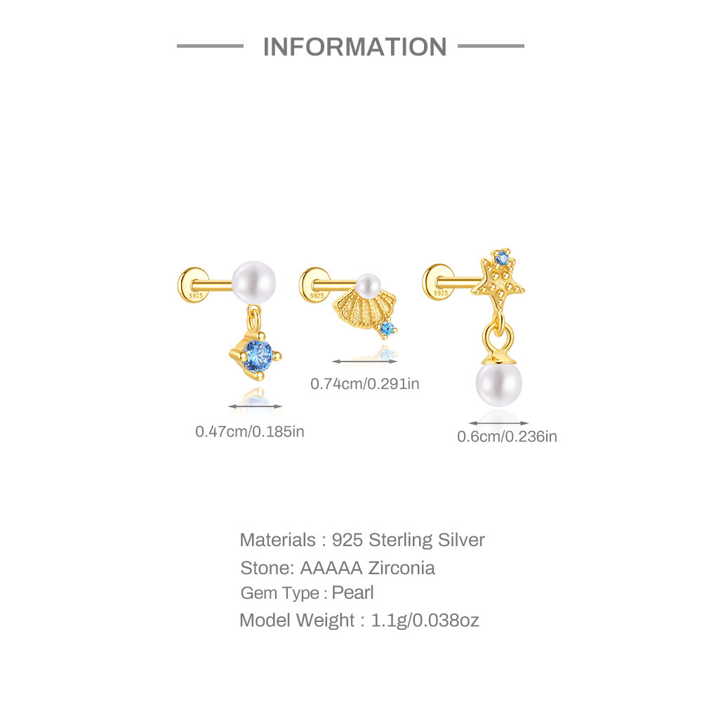 Damen Ohrstecker Set mit Perlen