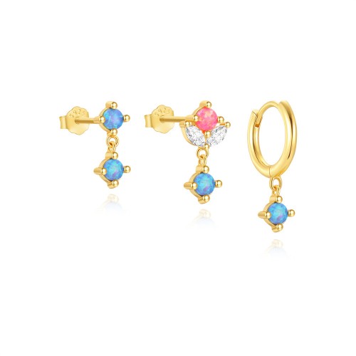 Ohrringe Creolen Set mit Opal