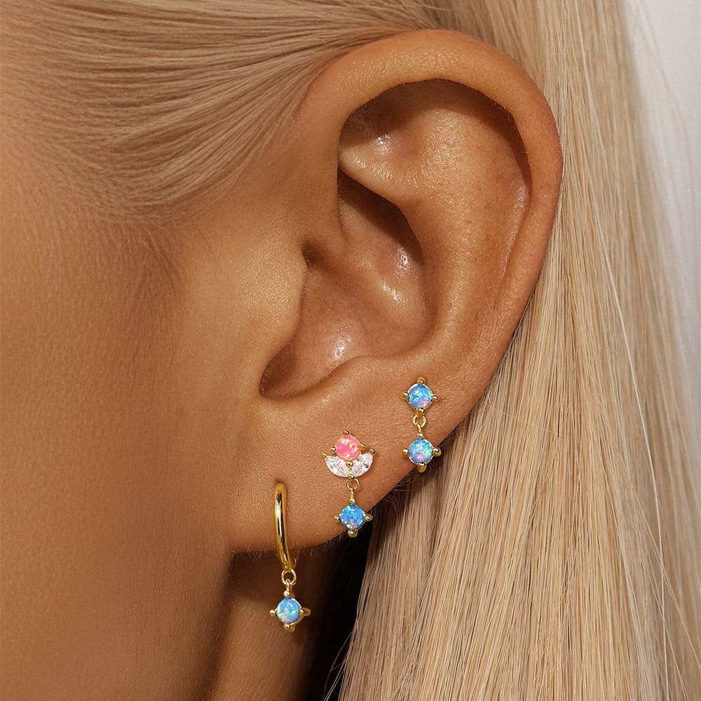 Ohrringe Creolen Set mit Opal