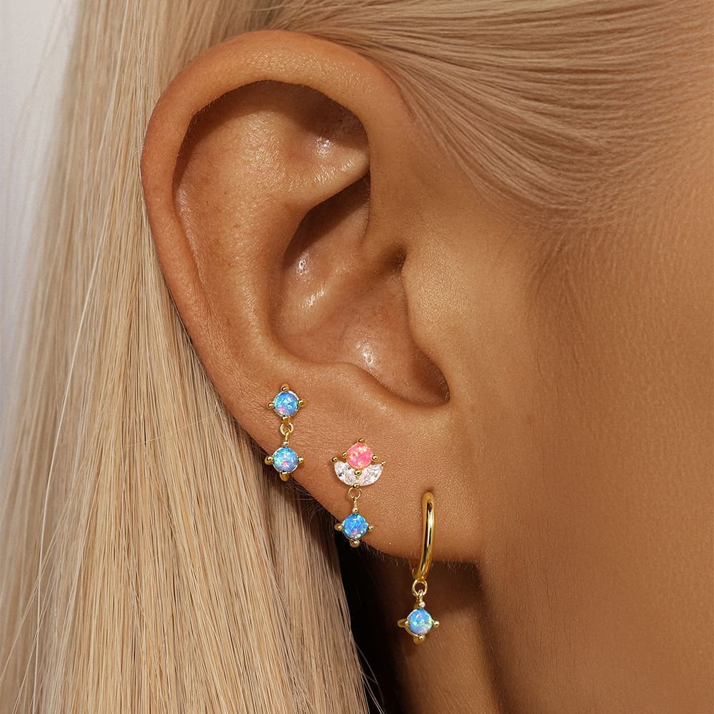 Ohrringe Creolen Set mit Opal