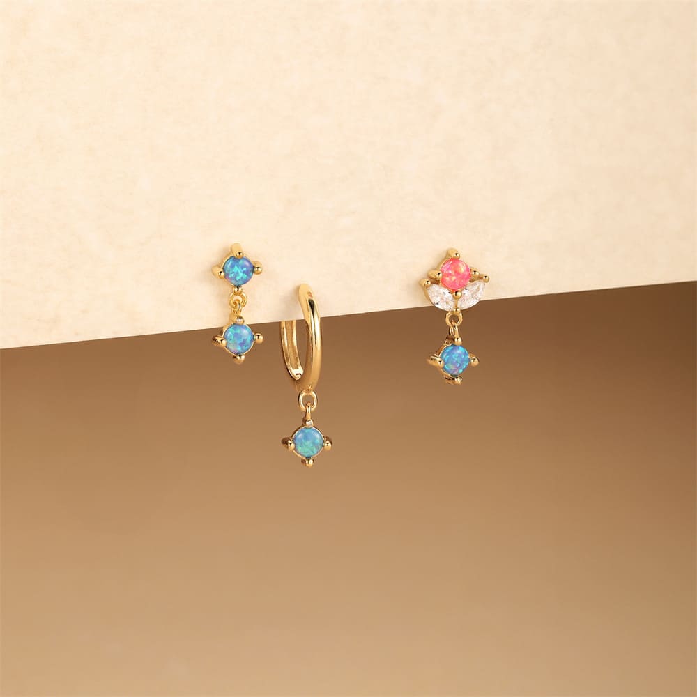 Ohrringe Creolen Set mit Opal