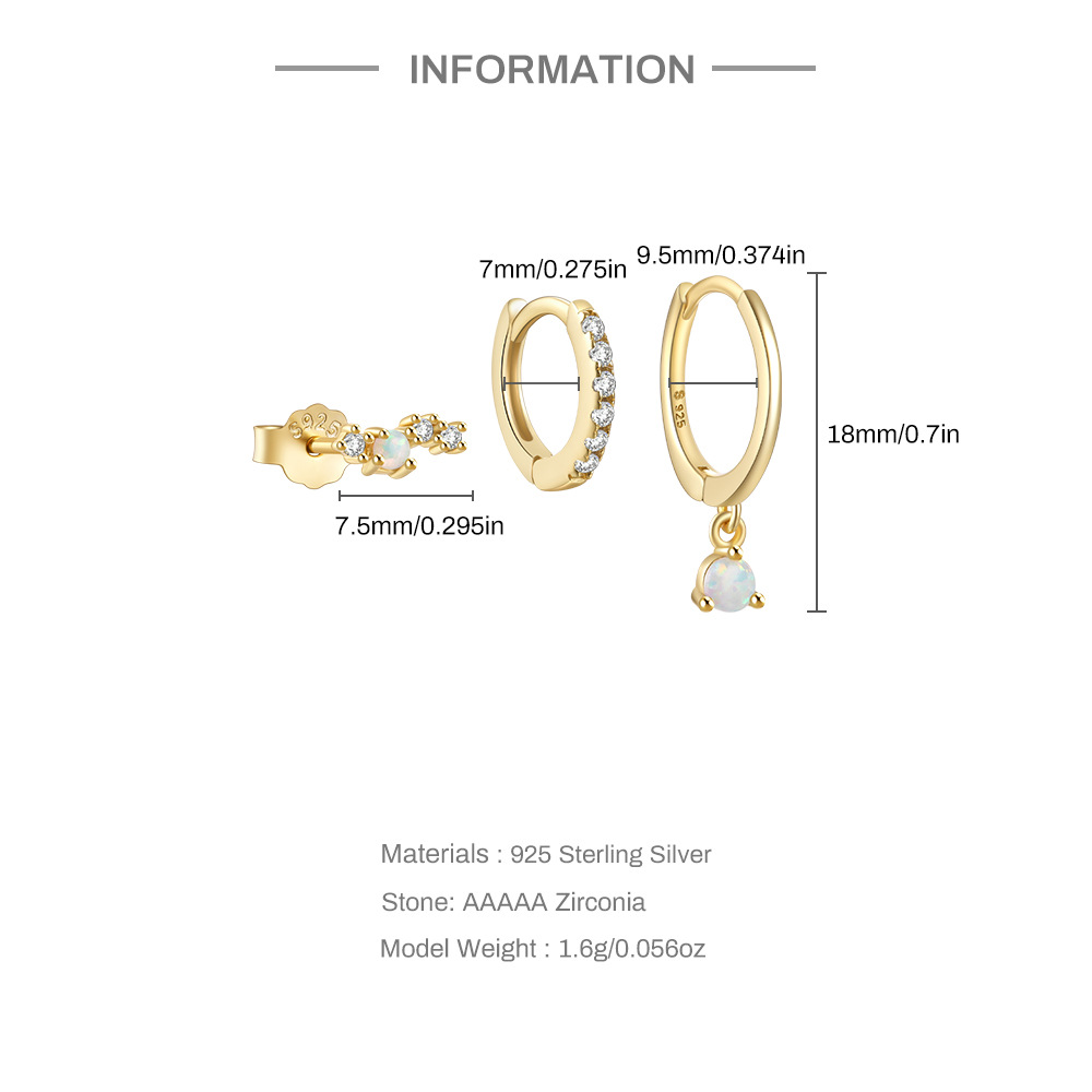 Vergoldet Ohrringe Creolen mit Opal Set