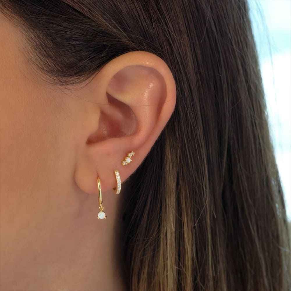 Vergoldet Ohrringe Creolen mit Opal Set
