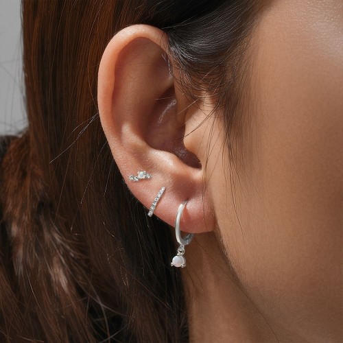 Ohrringe Silber Creolen mit Opal