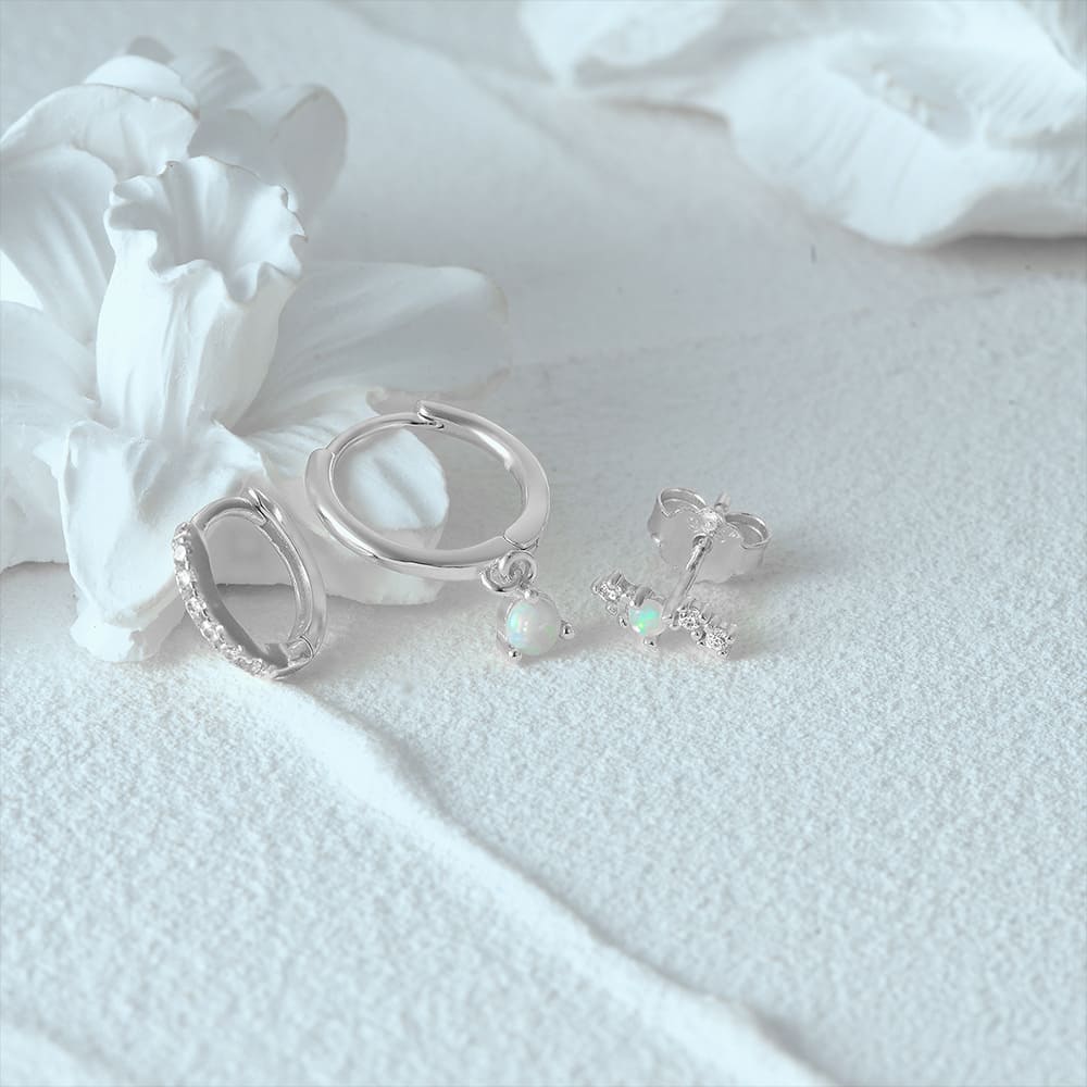 Ohrringe Silber Creolen mit Opal
