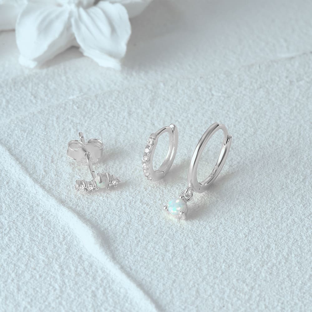 Ohrringe Silber Creolen mit Opal