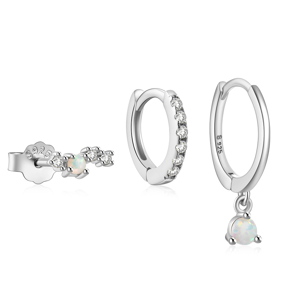 Ohrringe Silber Creolen mit Opal