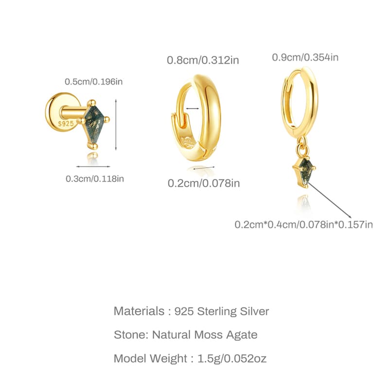 Ohrringe Stecker Set mit Moosachat