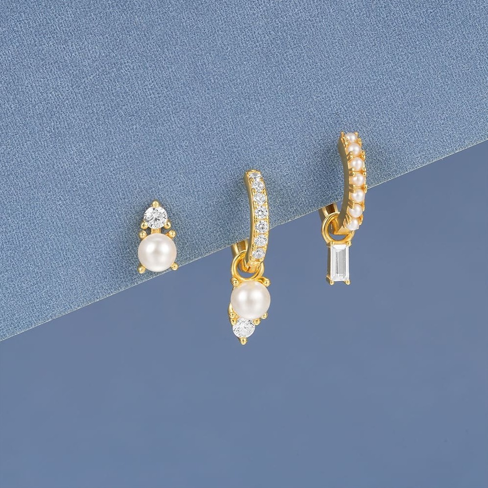 Ohrstecker Creolen Set mit Perlen