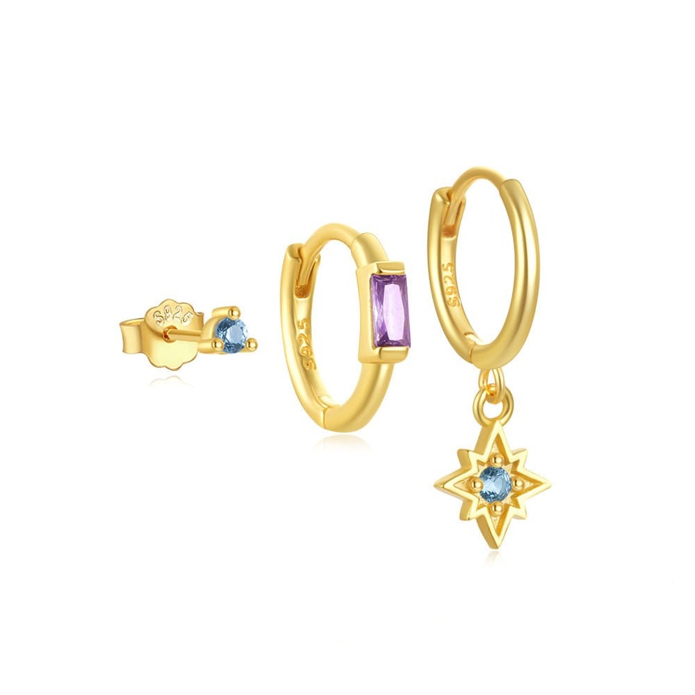 Damen Ohrringe Stecker Set mit Zirkonia