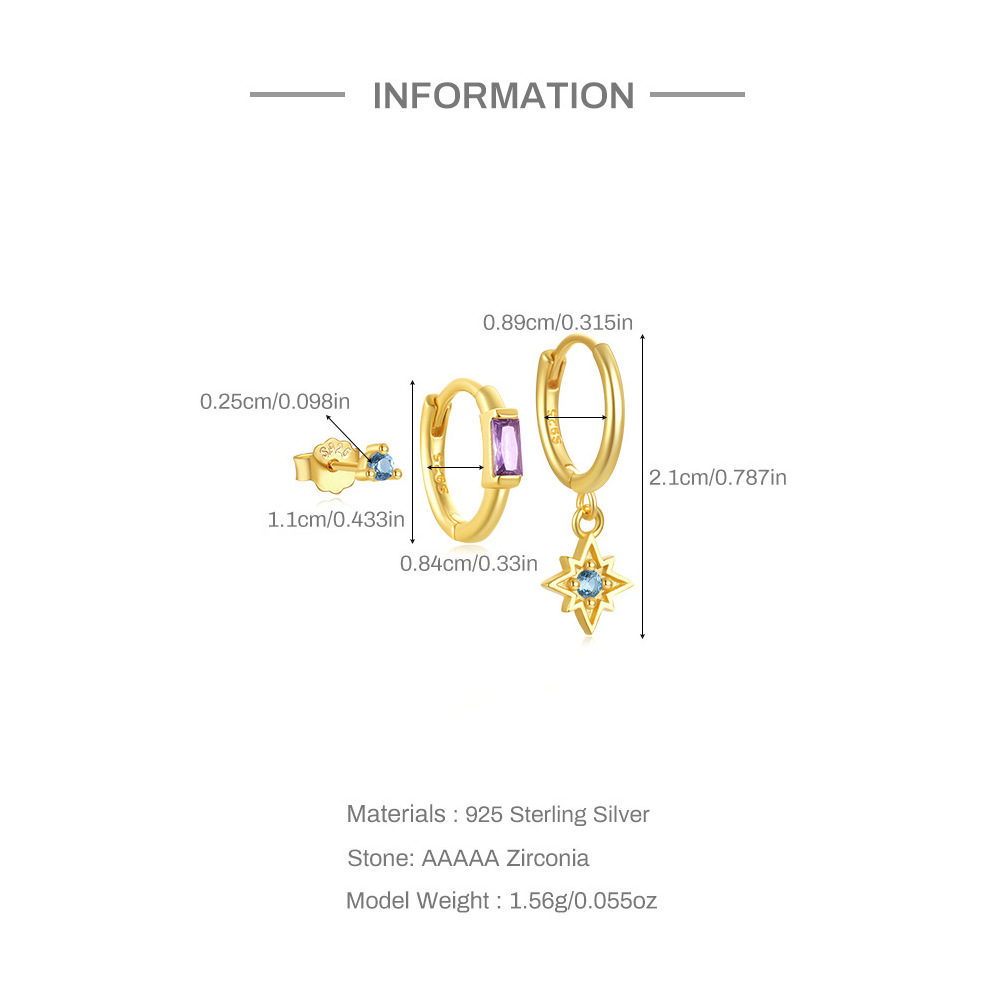 Damen Ohrringe Stecker Set mit Zirkonia