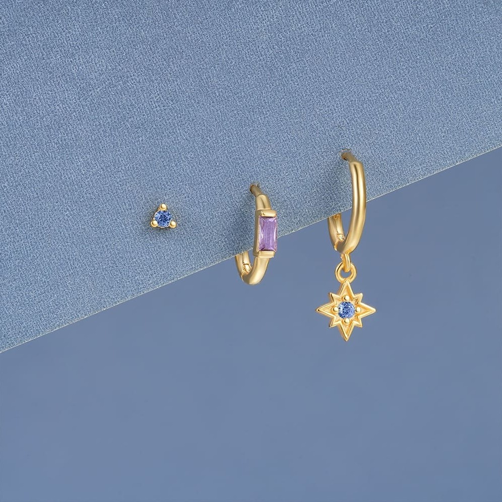 Damen Ohrringe Stecker Set mit Zirkonia