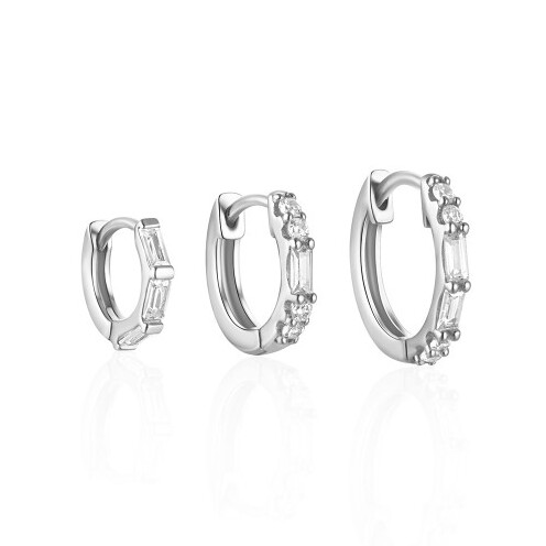 Silber Ohrringe Creolen Set