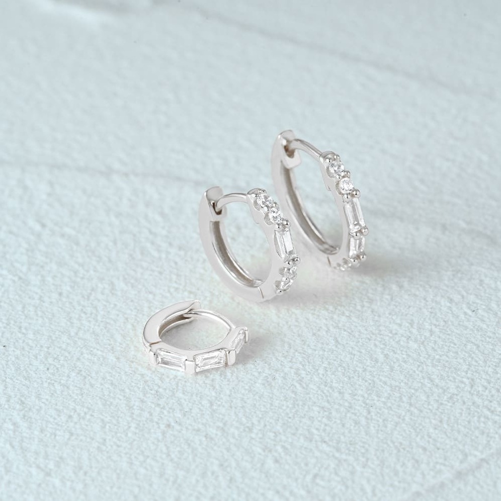 Silber Ohrringe Creolen Set