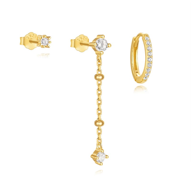 Modeschmuck Ohrstecker Set mit Zirkonia